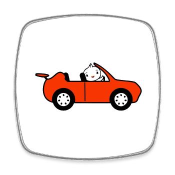 Duck Car Driver Sport Car Fast Driving Vehicle - Square fridge magnet - white - Front