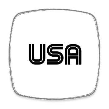 Logo des États-Unis Slogan - États-Unis d’Amérique - Magnet carré - blanc - Devant