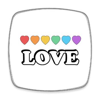 Liebe Regenbogenherzen - Viereckiger Kühlschrankmagnet - Weiß - Vorne