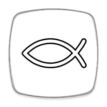Symbole du poisson de Jésus - Magnet carré - blanc - Devant