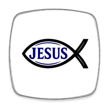 Poisson Jésus - Magnet carré - blanc - Devant