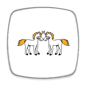 2 Unicorns Fight Evil Angry Attack Duel Team - Square fridge magnet - white - Front