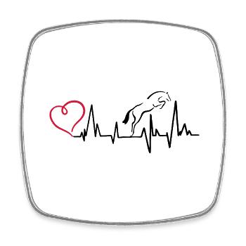 Heartbeat Herzschlag Springpferd - Viereckiger Kühlschrankmagnet - Weiß - Vorne