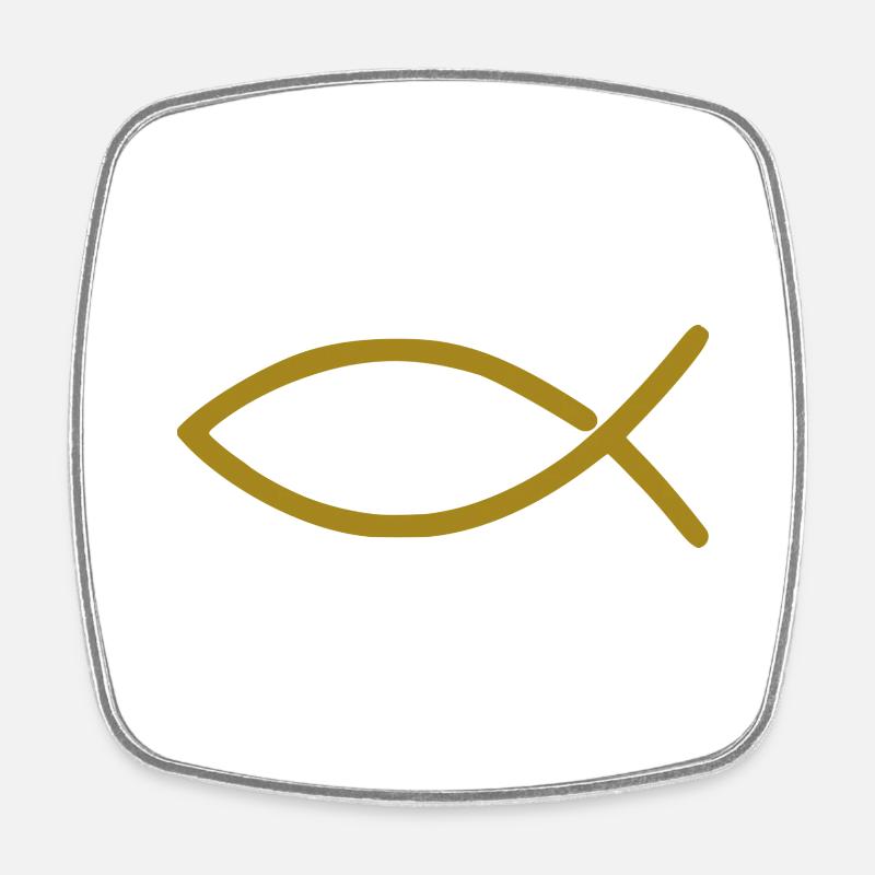 Fisch Christlich Gold - Viereckiger Kühlschrankmagnet - Weiß