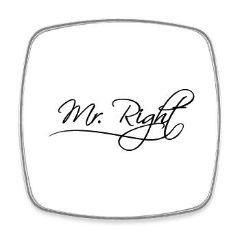 mr right bester ehemann husband text junggesellena - Viereckiger Kühlschrankmagnet - Weiß - Vorne