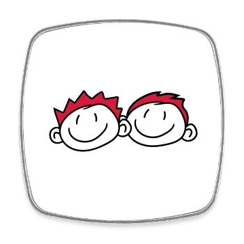 2 friends head face couple family painted child kr - Square fridge magnet - white - Front