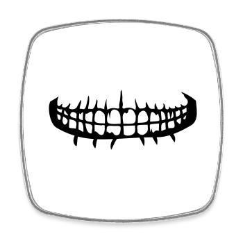 teeth mouth grin horror halloween scary boes - Square fridge magnet - white - Front
