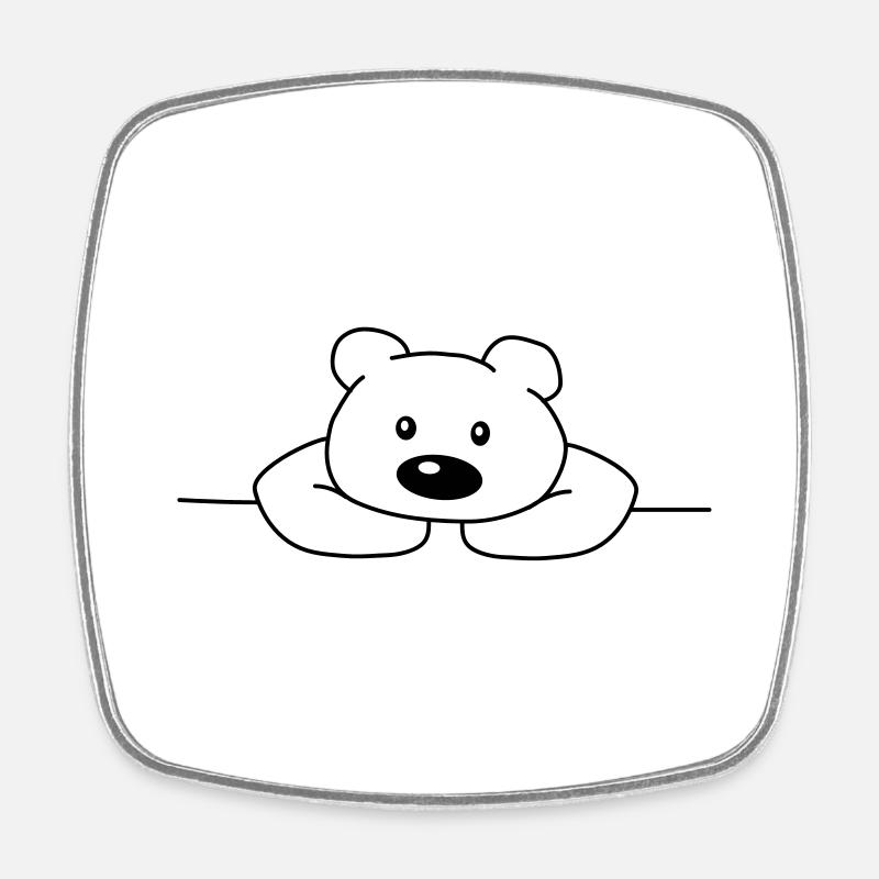 Mignon mignon mignon ours triste ours brun - Magnet carré - blanc