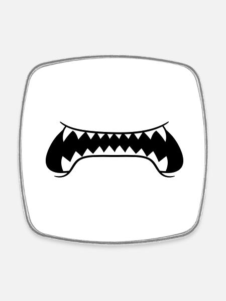 dents pointues grande bouche manger bo dangereux - Magnet carré - blanc