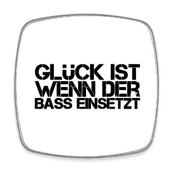 Clubshirt "Glück ist wenn der Bass einsetzt" - Viereckiger Kühlschrankmagnet - Weiß - Vorne