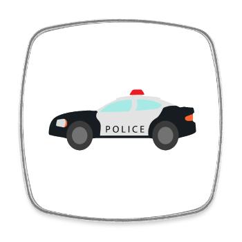 Voiture de police - Magnet carré - blanc - Devant