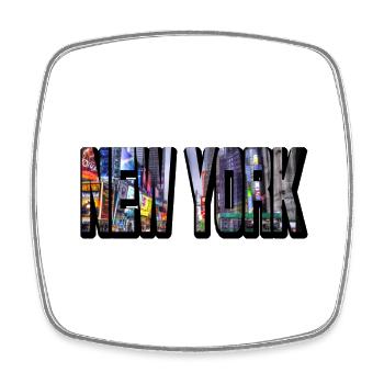 New York City USA America America Skyline Font - Square fridge magnet - white - Front