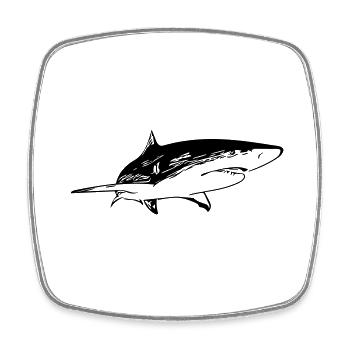 Hai - Vintage Vector Design - Viereckiger Kühlschrankmagnet - Weiß - Vorne