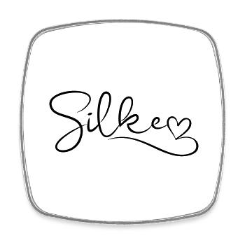Silke calligraphy surname first name with heart - Square fridge magnet - white - Front