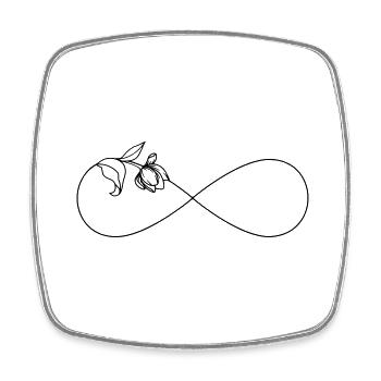 Schlichtes Unendlichkeitssymbol Infinity mit Blume - Viereckiger Kühlschrankmagnet - Weiß - Vorne