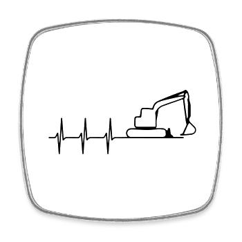 heartbeat excavator - Square fridge magnet - white - Front