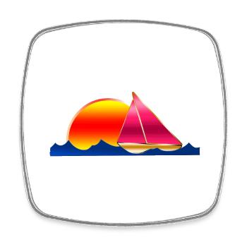 Sailing Yacht Sea Sun - Square fridge magnet - white - Front