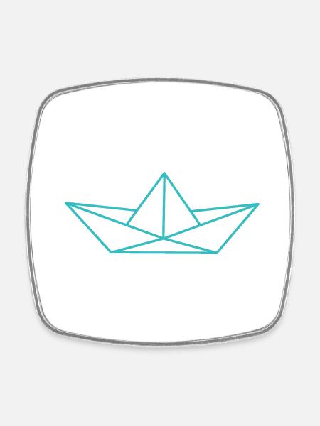 Boot Geometrisch Linie - Viereckiger Kühlschrankmagnet - Weiß