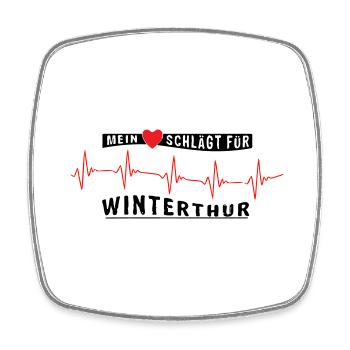Mein Herz schlägt für Winterthur | VEKTOR - Viereckiger Kühlschrankmagnet - Weiß - Vorne