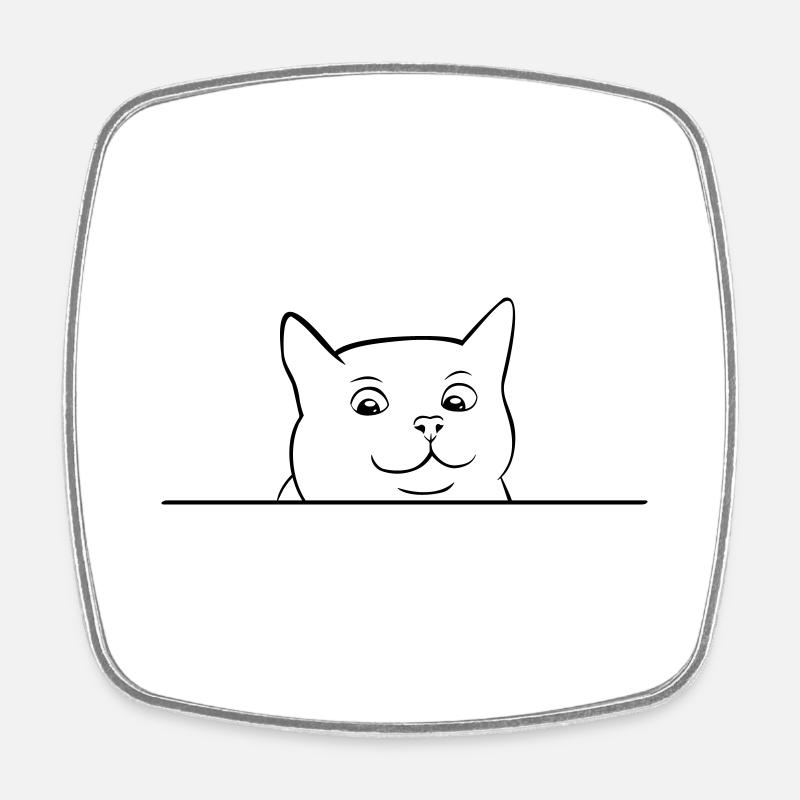 Tête de chat regardant par-dessus bord - Magnet carré - blanc