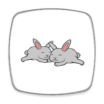 2 bunnies in love - Square fridge magnet - white - Front