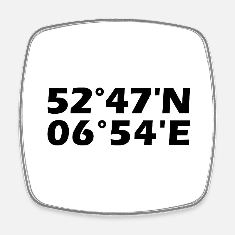 Emmen coordinates - Square fridge magnet - white