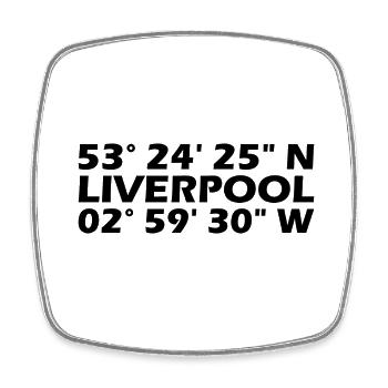 Liverpool Koordinaten - Viereckiger Kühlschrankmagnet - Weiß - Vorne