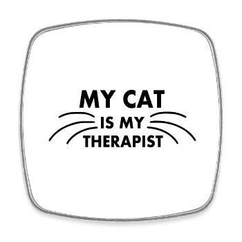 my cat is my therapist - Square fridge magnet - white - Front