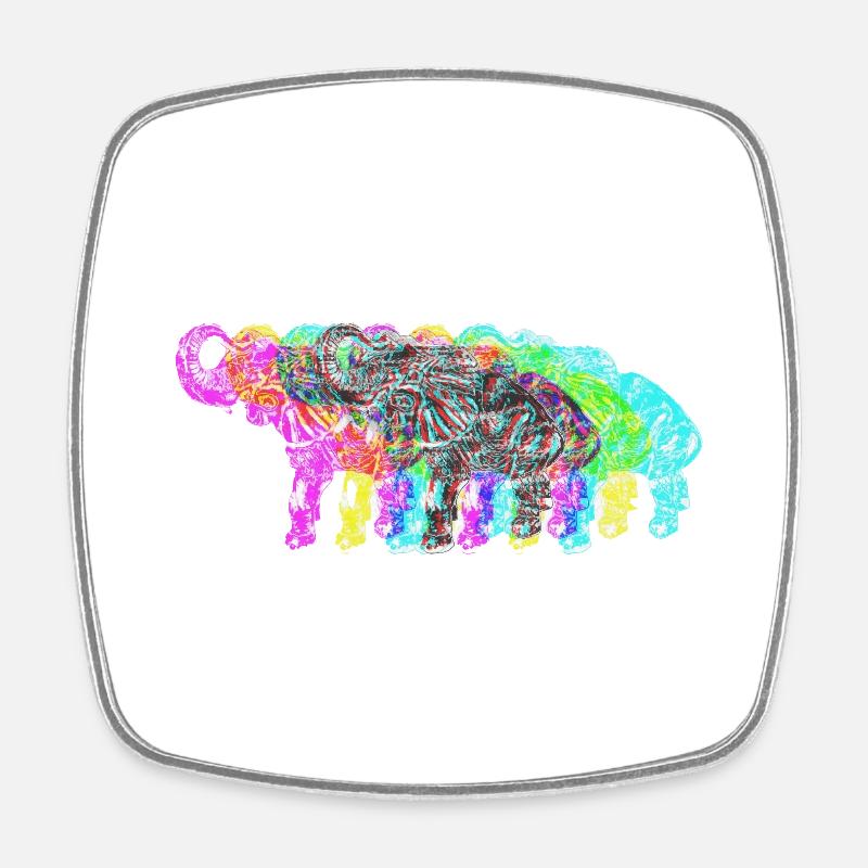 Edelfant Elefant PopArt - Viereckiger Kühlschrankmagnet - Weiß