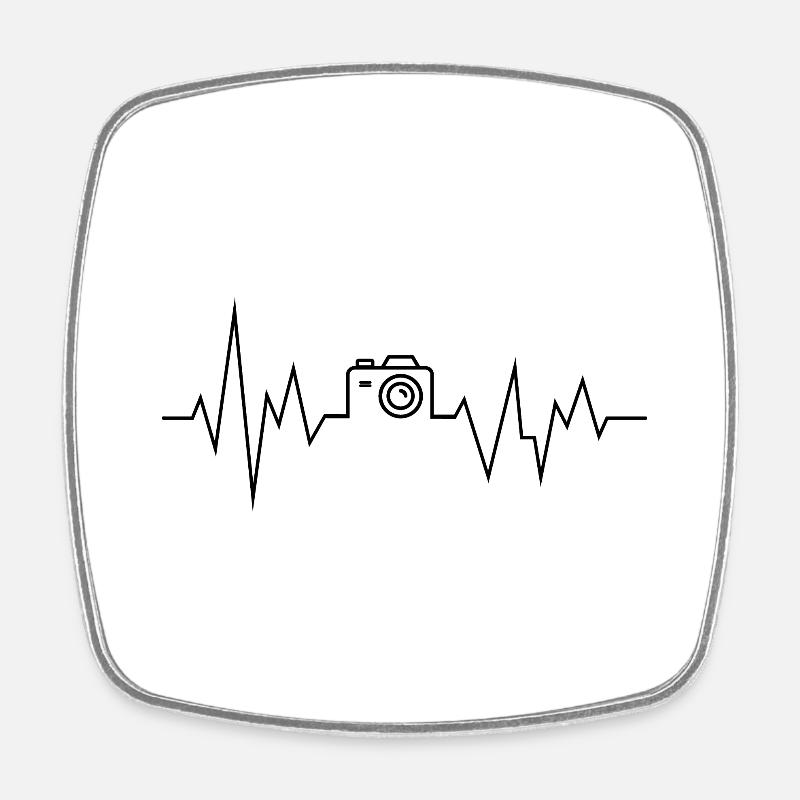 Camera Heartbeat - Square fridge magnet - white