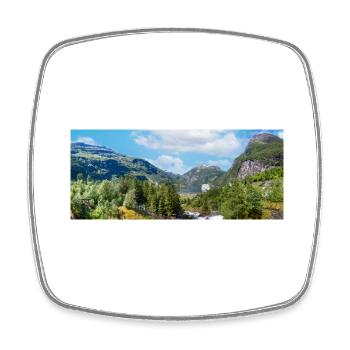 Geiranger panorama Storseterfossen Norway - Square fridge magnet - white - Front