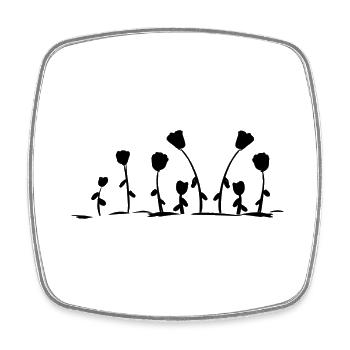 natural flowers rose earth line pattern - Square fridge magnet - white - Front