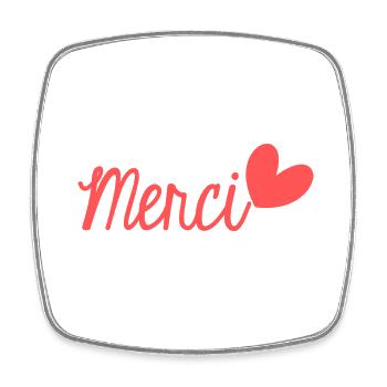 MERCI. THANKS. THANK YOU. ANNIVERSAIRE. NAISSANCE. - Magnet carré - blanc - Devant