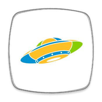 Colorful UFO Mystery Aliens - Square fridge magnet - white - Front