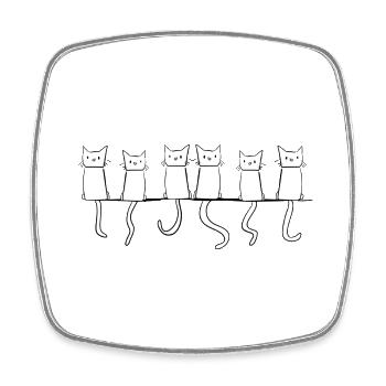 Chats Animaux Ligne d’animaux de compagnie Mignon Coup - Magnet carré - blanc - Devant