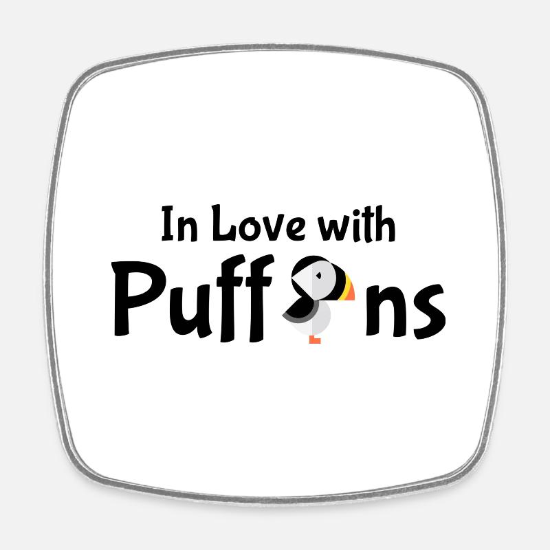 puffin - Square fridge magnet - white