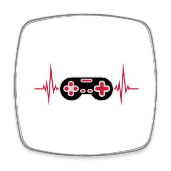 Pulse Heartbeat Retro Gamer - Magnet carré - blanc - Devant