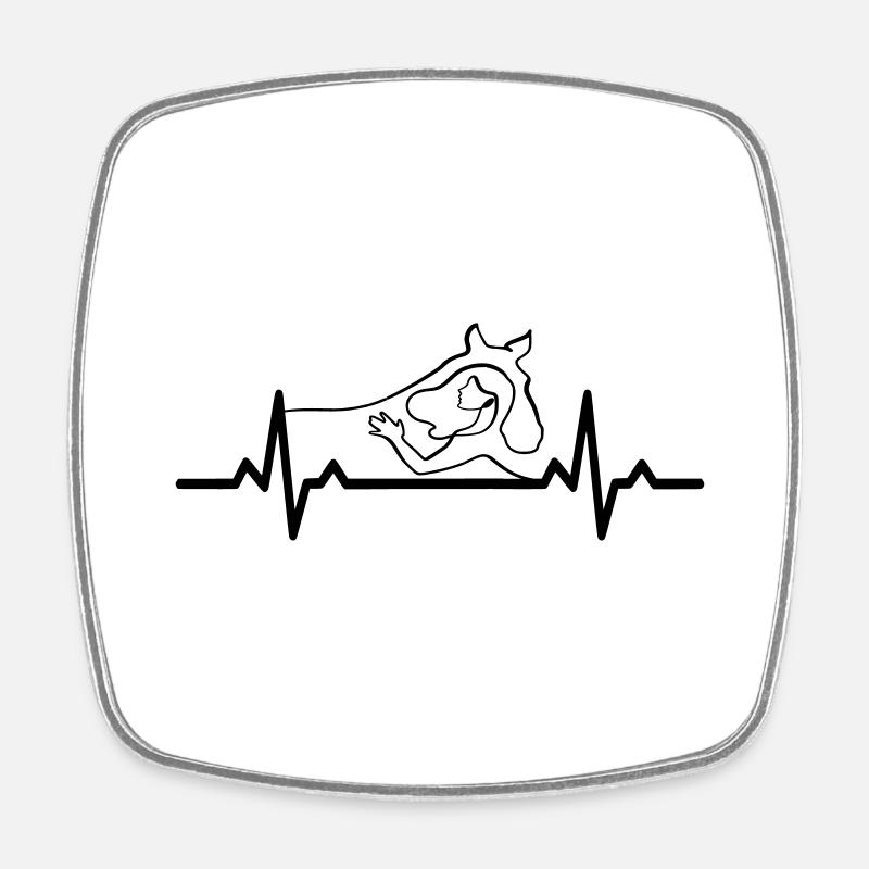 heartbeat horse design - Square fridge magnet - white