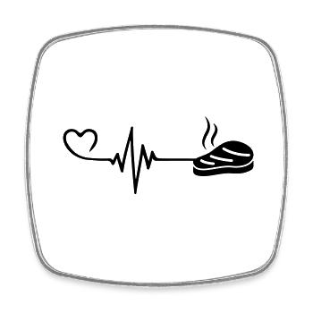 Steak heartbeat pulse - Square fridge magnet - white - Front