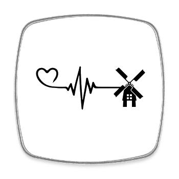 Moulin à vent Pulse Heart Love - Magnet carré - blanc - Devant