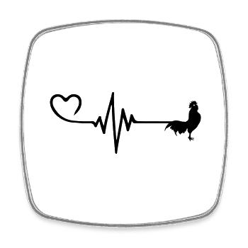 Coq Pulse Heart Love - Magnet carré - blanc - Devant