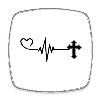 Cross Pulse Heart Love Christianity - Magnet carré - blanc - Devant