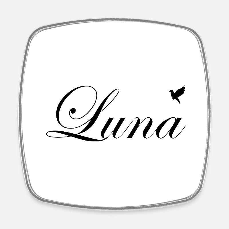 Luna beautiful name Black - Square fridge magnet - white