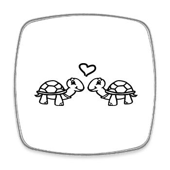 Des tortues au cœur - Magnet carré - blanc - Devant