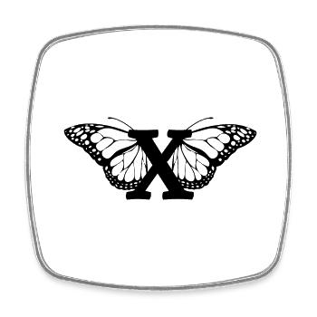 letter x butterfly - Square fridge magnet - white - Front