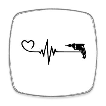 Bohrmaschine Puls Herz Liebe - Viereckiger Kühlschrankmagnet - Weiß - Vorne