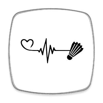 Badminton Heart Pulse Heartbeat - Magnet carré - blanc - Devant