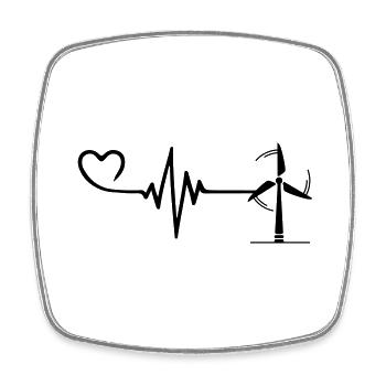 Windrad Puls Herz Liebe - Viereckiger Kühlschrankmagnet - Weiß - Vorne
