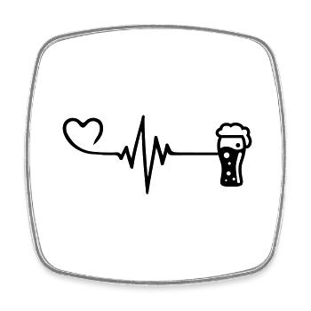 Beer Pulse Heart Love - Square fridge magnet - white - Front
