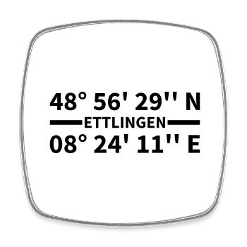 Coordonnées Ettlingen - Magnet carré - blanc - Devant
